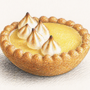 Mignardise tartelette citron avec pâte sucrée dorée et crème citron acidulée