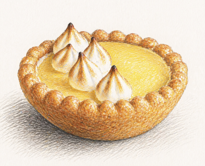 Mignardise tartelette citron avec pâte sucrée dorée et crème citron acidulée
