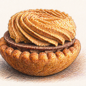 Zoom sur mini pâtisserie chocolat avec fond de pâte sucrée et mousse onctueuse