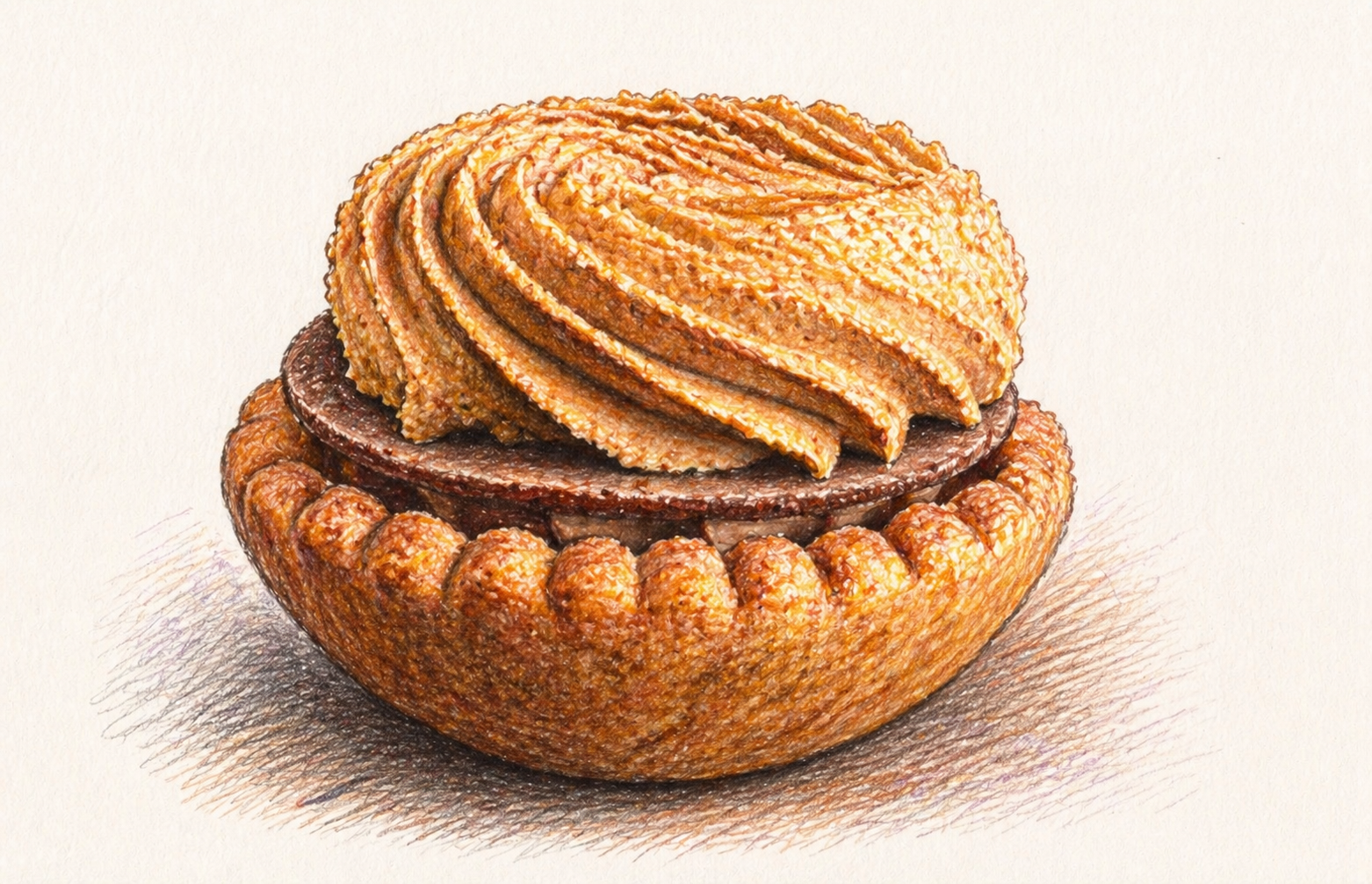 Zoom sur mini pâtisserie chocolat avec fond de pâte sucrée et mousse onctueuse